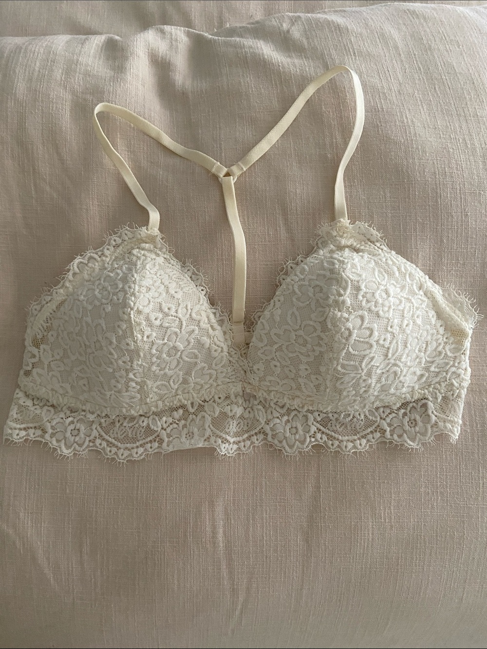 aerie Ivory Floral Lace Bralette